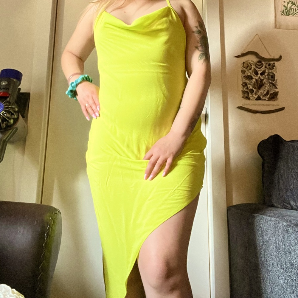 Highlighter high low sexy draped dress